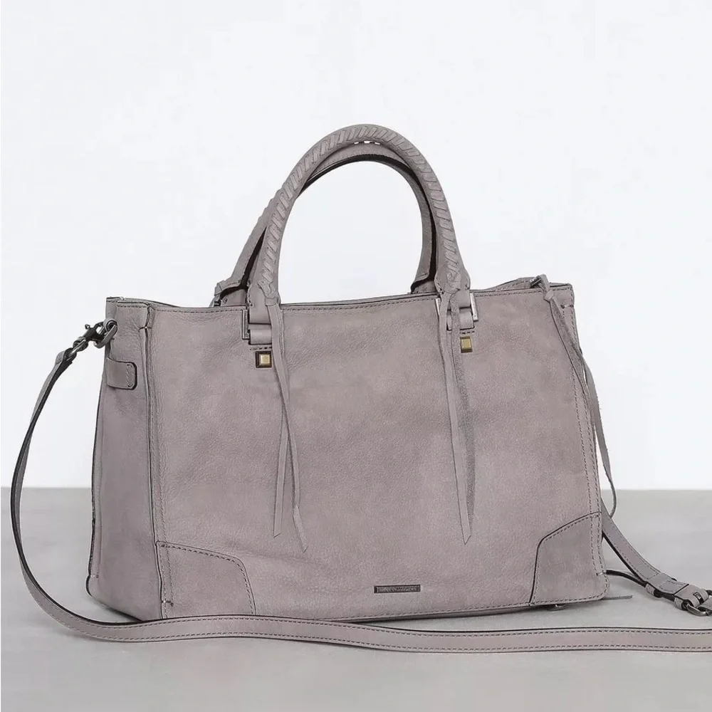 REBECCA MINKOFF Regan Suede Leather Satchel Tote Bag‎